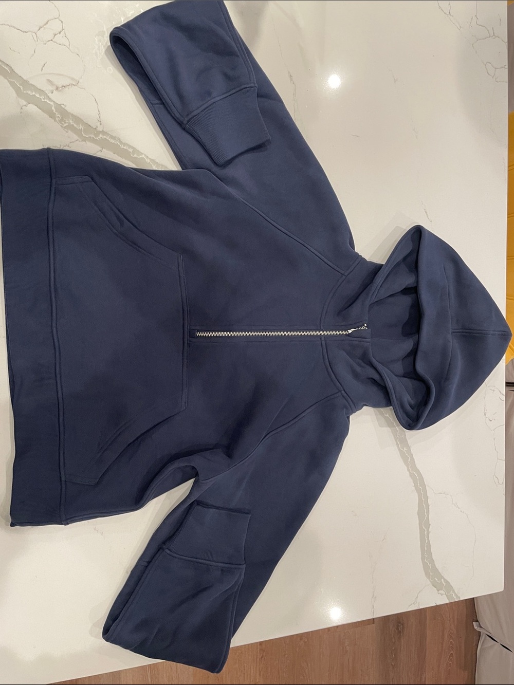 Quince Navy Half-Zip Hooded Pullover